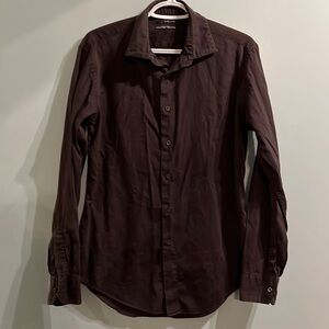 Zara Mens, black Collared Button dress long sleeve shirt, size large